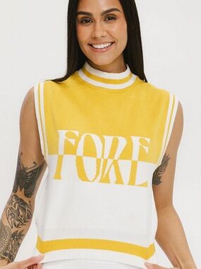 FORE Colorblock Sleeveless Knit Sweater - Yellow/White